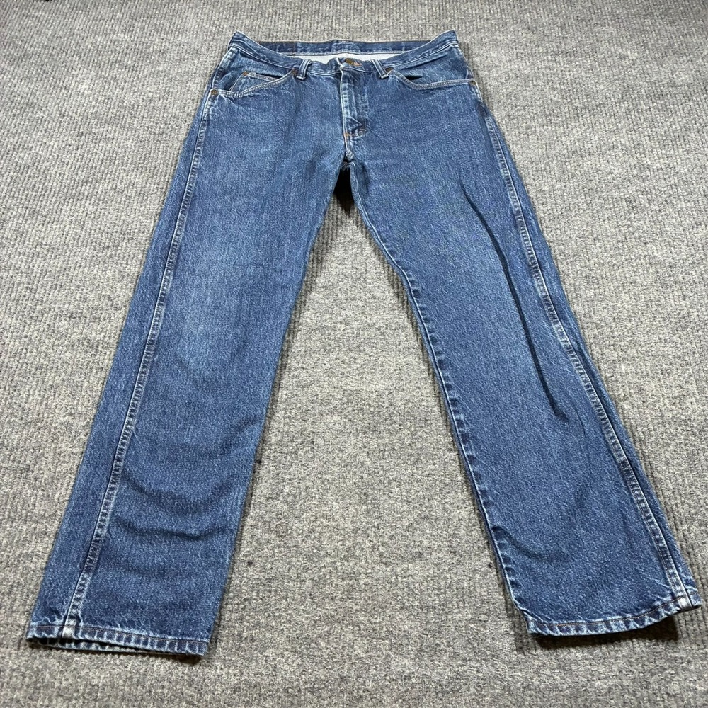 Vintage Wrangler Mens Straight Leg Jeans 33x30 Blue Denim Cotton Mid Rise